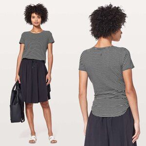 Lululemon Gray Stripe Pima Cotton Blend Round Neck Love Tee